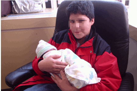 teenaged son and baby sister